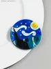 Pins Broches Mignon grand acrylique Van Gogh célèbre peinture broche pour les femmes personnalité résine ly broches rondes broches vêtements bijoux cadeaux L231117