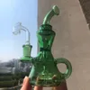 Bong Purple Green Recycler Oil Dab Rig Wasserpfeife Sanduhr Glaspfeifen mit 14mm Banger für Raucherzubehör Wasserpfeifen