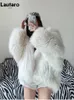 Women's Fur Faux Fur Lautaro Winter Shaggy Hairy Thick Warm Soft Colored Faux Fur Jacket Women with Hood Bat Sleeved Loose Casual Designer Clothes 231116