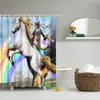high quality adventures of Unicorn and Cat Printed Shower Curtains Bath Products Bathroom Decor with Hooks Waterproof T200624258J