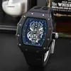 Luxury Quartz Watch High Precision Platform Hollow Imitation Carbon Braze Pointer Men's Quartz Wristwatch