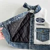 Bambini in pile giuntura denim gilet ragazze lettera ricamo gilet monopetto outwear autunno inverno bambini addensare gilet caldi Z5456