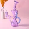 8 inch klein bong hookah unique new pink glass recycler dab rig cute glass water pipe smoking accessories