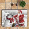 Toalettstol täcker julomslaget 3D Santa Snowman Print Bath Matt Lock Contour Rug Kit