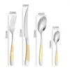 Flatvaruuppsättningar 4st/set Silver Gold Color Rostfritt stål Köksredskap med nötkött Tabeller Set Knives Forks Spoons