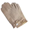 Damen-Luxus-Handschuh, Schaffell-Handschuhe, modische Designer-Handschuhe mit Buchstaben-Bowknot, modische Handschuhe, warme Plüsch-Gants, süße Mädchen