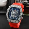 Luxury Quartz Watch High Precision 2023 Hollow Belt Diamond Imitation Carbon Braze Pointer Men's Quartz Wristwatch
