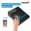 Livraison gratuite Bluetooth Audio Mixer Karaoké professionnel avec amplificateur USB DJ Sound Mixing Console MP3 Jack 2 canaux Microphones Mixe Aeau