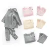 Rompers Autumn Winter Baby Girls Solid Color Clothing born Clothes Suit Ins Infant Sweater Pajama Set 231117