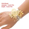 Fleurs décoratives Perle Rose Ruban Corsage Poignet Mariage Demoiselle D'honneur Bracelet