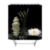 Zen Stone Shower Curtain With Asian Lotus Flower Reflection On Water Bathroom Waterproof Polyester Fabric For Bathtub Decor Curtai3031