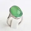 Cluster Rings Retro Luxury Natural Stone Rose Gold Color Big Opal Green Purple Ring Chrysoprase Women Party Jewelry