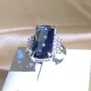 Cluster Ringe WPB Premium Damen Nachahmung Big Sapphire Ring Damen Luxus Schmuck Brillant Zirkon Design Geschenk Party Für Schöne Mädchen