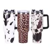 With Stan Logo 40oz Stainless Steel Tumblers Cups With Lids And Straw Cheetah Cow Print Leopard Heat Preservation Travel Car Mugs Large Capacity Water Bottle GG1120