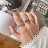 Cluster Rings S925 Sterling Silver Open Ring Ins Square Zircon Black Diamond Simple 2023 Trend 925 Jewelry Fashion Korean
