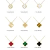 2023 Märke Clover Fashion Charm Single Flower 15mm Cleef Diamond Agate Gold Designer Halsband för kvinnor