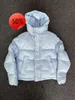 Trapstar London Decoded Puffer 2.0 Veste Bleu Glace à Capuche avec Lettrage Brodé Manteau d'Hiver t