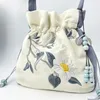 Evening Bags Chinese Style Retro Flower Embroidery Crossbody Top-handle Bags Women Shoulder Lace Drawstring Bucket Bag Coin Purses Handbags 231117