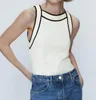 Damen Tanks 2023 Frauen Crop Ärmellos Slim Top Fashion Splic Lady Weiße Weste Tops Y2K Korsett Gestrickte Straße Dünn