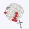 Цепочки G6DF Жемчужно -розарийные колье католики с медалью Святой земли крест кулон христианский религиозный подарок украшения