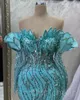 2023 Avril Aso Ebi Cristaux Robe De Bal Sirène Paillettes Dentelle Soirée Formelle Deuxième Réception Anniversaire Robes De Fiançailles Robes Robe De Soirée ZJ5896