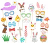 Banner Flags Easter Bunny Egg Glasses hat photo Prop 29-piece set party decoration photo props paper party props free shiping by DHL