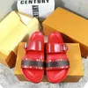 Luxury slippers slide 2 shoulder straps with adjustable leather flat slippers sandals effortless fashion gold buckle men and women summer slippers with box 35-45