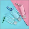 Packing Bottles 50Ml Empty Alcohol Refillable Bottle With Key Ring Hook Clear Transparent Plastic Hand Sanitizer For Travel Drop Del Dhbis