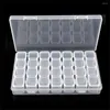 Nail Art Decorations 28 Cells Storage Case Rhinestones Gems Accessories Glitter Crystal Beads Container Tool Clear