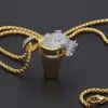 Herren Hip Hop Halskette Schmuck Eis Styropor Tasse Iced Out Anhänger Hiphop Necklaces217N