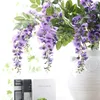 Dekoracyjne kwiaty sztuczne wisteria Fake Groch Blossom Fall Violet Flores Leaf Wedding Home Party Dekoracja