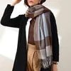 Scarves Scarf Women s Wholesale 2023 Winter Checker Print Tassel Imitation Cashmere Fashion Warm Shawl Neck 231117