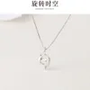 Collana intelligente S Sterling Sier, stile moda femminile di minoranza, catena per colletto, versione coreana, pendente a cuore rotante con tempo e spazio