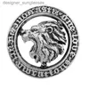 Broches rétro Animal tête de Lion Rune broche ronde Lel broche hommes costume chemise col Badge bijoux accessoires L231117