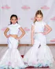 Two Pieces Girl Pageant Dress 2023 Sequin Velvet Pants Organza Bell Bottoms Little Kid Birthday Cap Sleeves High Neck Formal Party Wear Gown Infant Toddler Teens