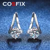 Stud Cosfix S925 Boucles d'oreilles en argent Drop Drop 1 Carat D Couleur Boucles d'oreilles pour les cadeaux d'anniversaire de fille 231116