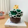 Crossbody bag Mini Christmas Tree Shaped Knitted Bag Cupcake Christmas Tree Cake Bag Autumn New Crochet Knitting Woolen Bag Fashion Casual Cute Small Bucket Bag