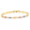 Bracelet coeur Stampato en or poli 14 carats tricolore 3 couleurs avec fermoir mousqueton - 7,25
