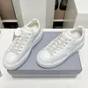 Designer H-remsor Sneakers H222 Casual Shoes Kvinnor Topkvalitativ plattform White Black Silver Fashion Lace-Up Nappa äkta läder sneakersko