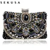 Abendtaschen SEKUSA Kleine Perlen-Clutch-Geldbörse Elegante schwarze Abendtaschen Hochzeit Party-Clutch-Handtasche Metallkette Umhängetaschen 231117