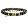 Strand 2023 Männer Frauen Klassischer buddhistischer Schmuck Naturstein Buddha Perlen Armband Armreif Goldfarben Kopf elastisch