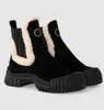 Winter Merk SKI Ruby Platte Vrouwen Enkellaars Suède Kalfsleer Pluizige Shearling Trim Chelsea Laarzen Warme Feestjurk Dame Martin Booties Comfort Walking35-41