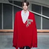 Tasarımcı Sweaters Erkek Kazak Hoodie Raf Simons Rozeti Hasar görmüş düzensiz gevşek kırmızı kazak
