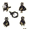 Cartoon Accessoires Zwart Halloween Kat Emaille Pin Dark Punk Broches Metalen Badges Voor Rugzak Hoed Tassen Vrouwen Mannen Drop levering Baby Dhb7I