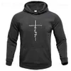 Mäns hoodies tröjor "Faith" Men's Casual Sports Hooded Crew Neck Neck Fashion Letter Print Sweatshirt Fleece Hoodie Men's Clothing Fashion T231117