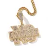 Gold Silver Colors Mens Bling HipHop Jewelry Bling CZ Letters Pendant Necklace for Men Women with Rope Chain