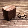 Jewelry Pouches Square Chamfer Concave Convex Cover Black Walnut Solid Wood Proposal Wedding LoversRing Box Storage Package Display