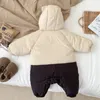 Strampler Bär Baby Winter Overall Koreanische Baumwolle gefütterte Fleece Kleinkind Strampler Mädchen Jungen Kleidung Mit Kapuze Verdicken Kinder Onesie Infant Outfit 231116