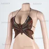 Zbiorniki damskie Camis Diamonds Butterfly Camisole Kobiety seksowne plony