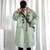 Herrgravrockar Autumn Spring Men's Windbreaker -knapp överdimensionerade Harajuku Fashion Overcoat Jacket Svart Male Coat Clothing